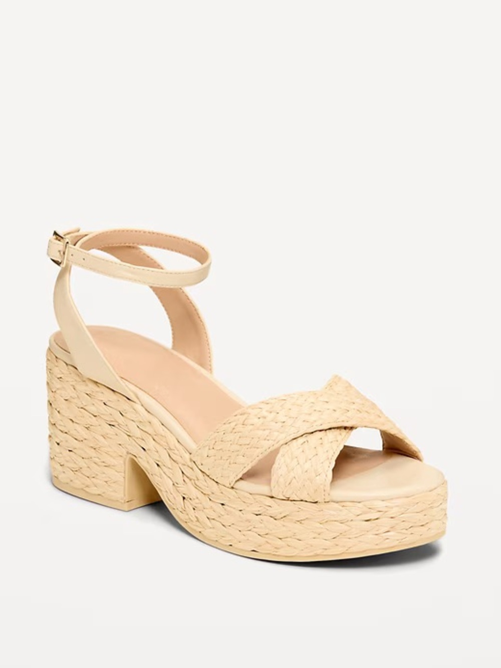 Old Navy Woven Crisscross Platform Sandal in Beige